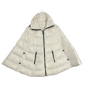 Curations Caravan White Packable Puffer Cape Jacket XS Hooded